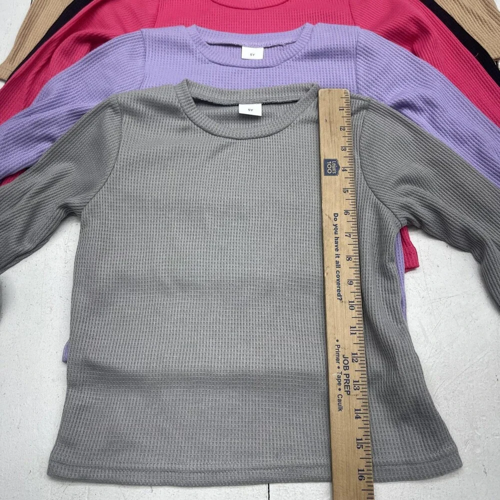 Waffle Knit Outfit Set Girls 5Y Multicolor Thermal Top Leggings 10 Piece Lounge